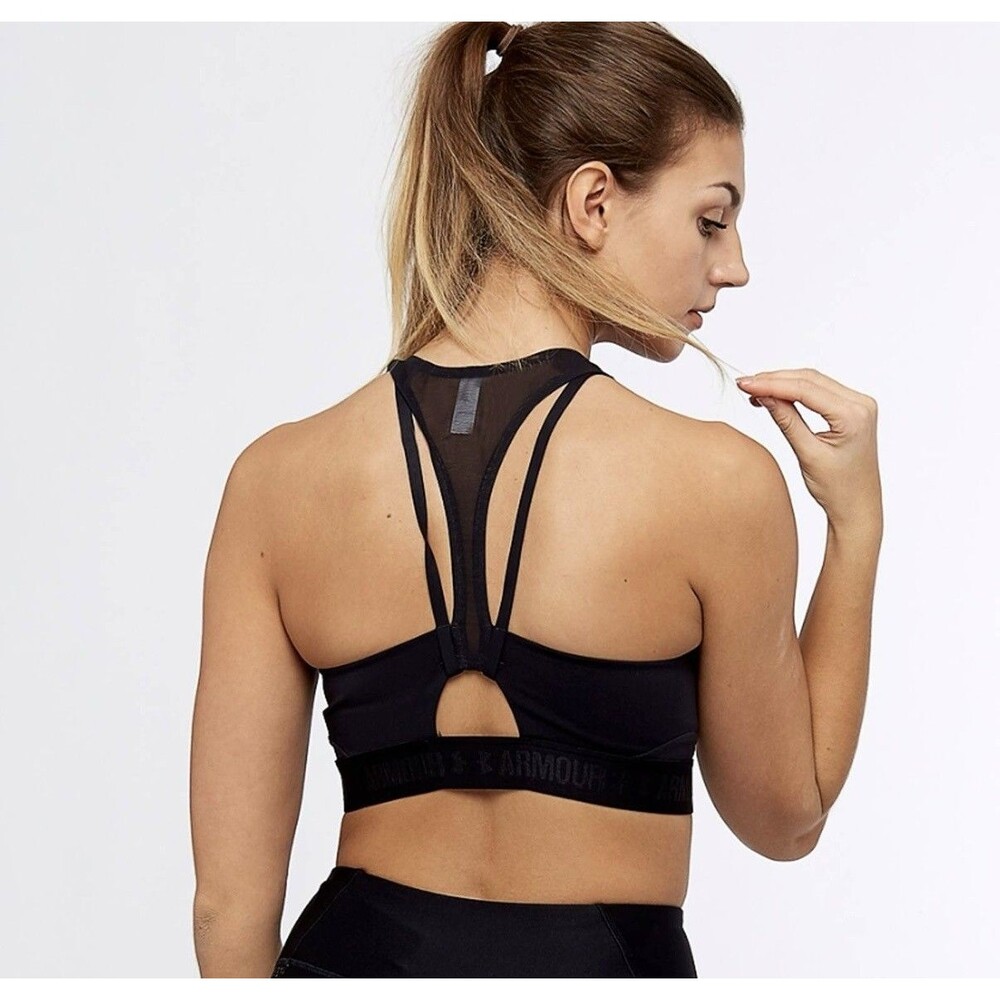 Under Armour Sports Bra Womens Small Strappy Mesh Back Athletic Gym Training